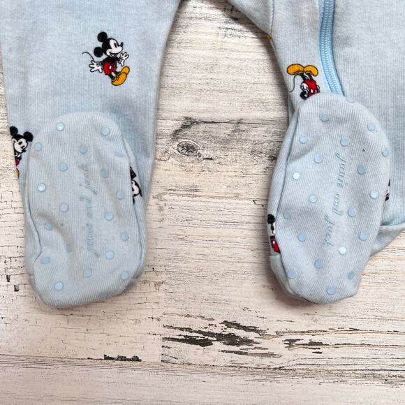 Janie and Jack Disney Mickey Mouse Sleeper Baby 6-12M Blue Zip One Piece Pajama - Picture 5 of 8